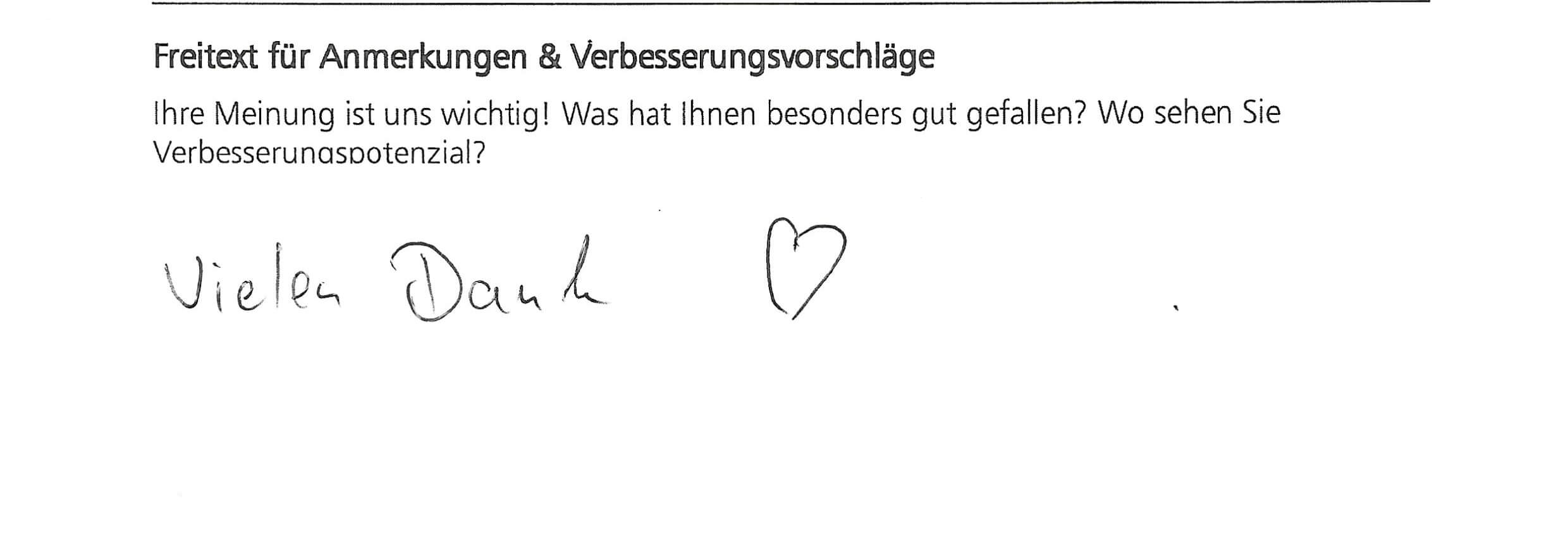 Aus unserem Gästebuch Vielen Dank