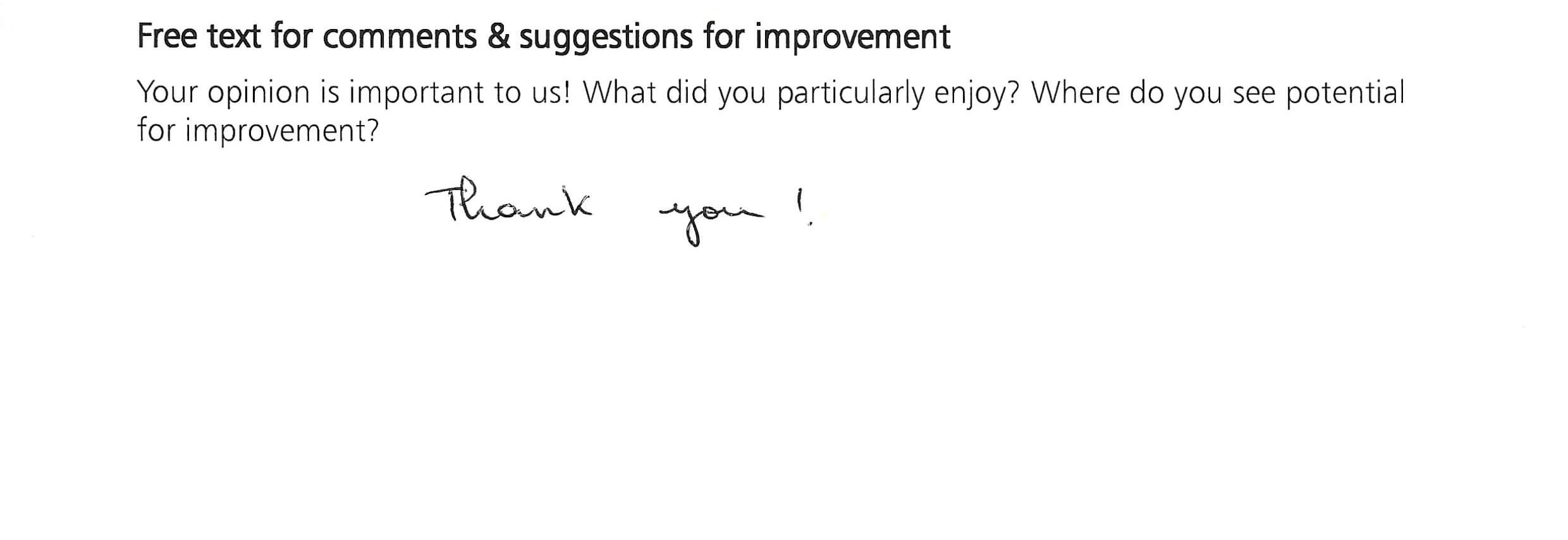 Aus unserem Gästebuch Thank you